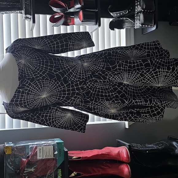 Wicked Swing Dress in Vintage Spiderweb Print - Vixen by Micheline Pitt LARGE - Picture 6 of 8